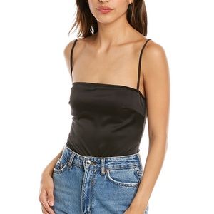 Nwt WeWoreWhat black satin strappy bodysuit tank XS